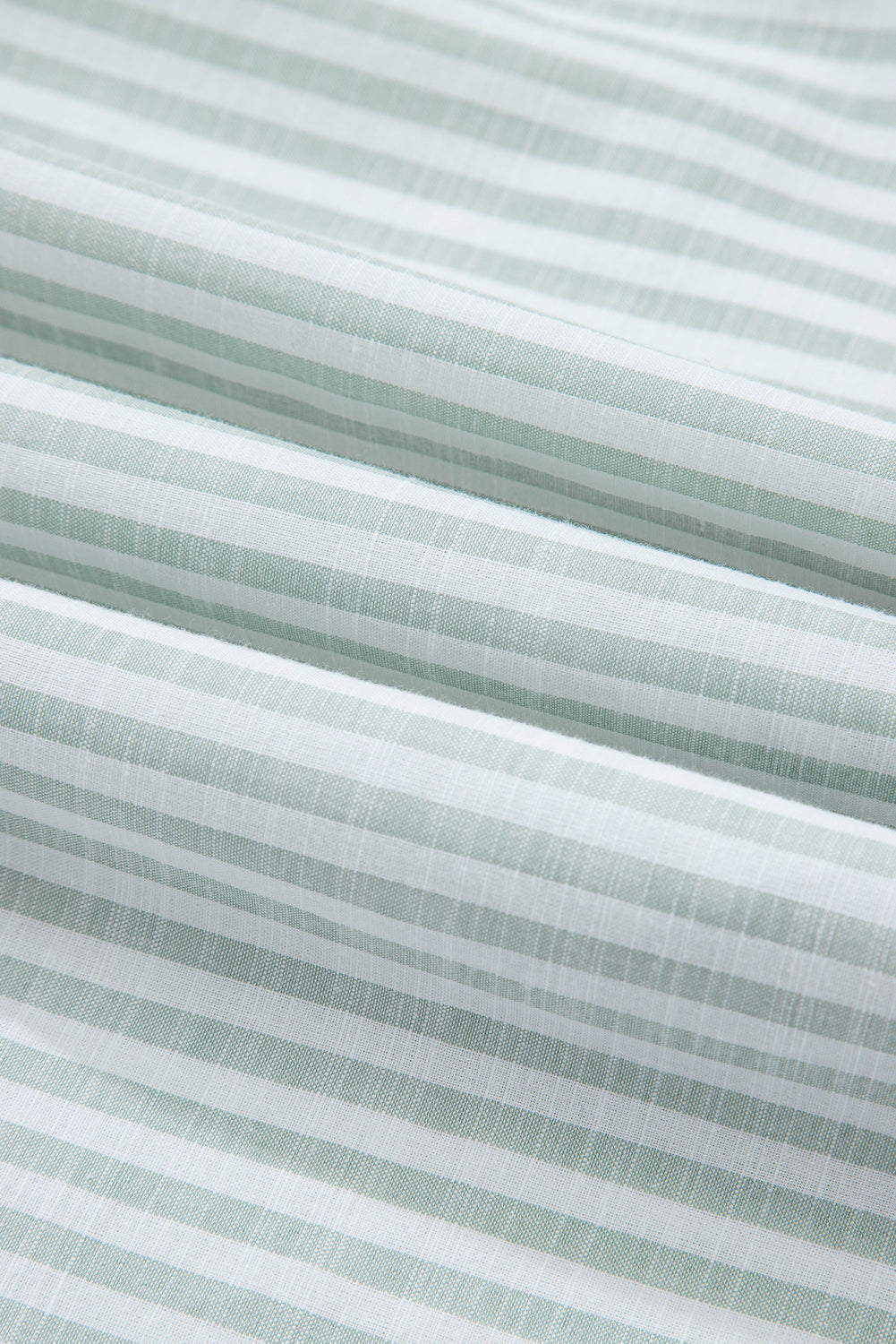 Stripe Collared V-Neck Chest Pocket Swim Cover Up - White Stripe, fabric swatch close-up - Be Juliet