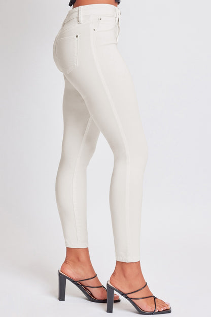 YMI Hyperstretch Mid-Rise Skinny Jeans - Vanilla Cream, side view showing fit - Be Juliet