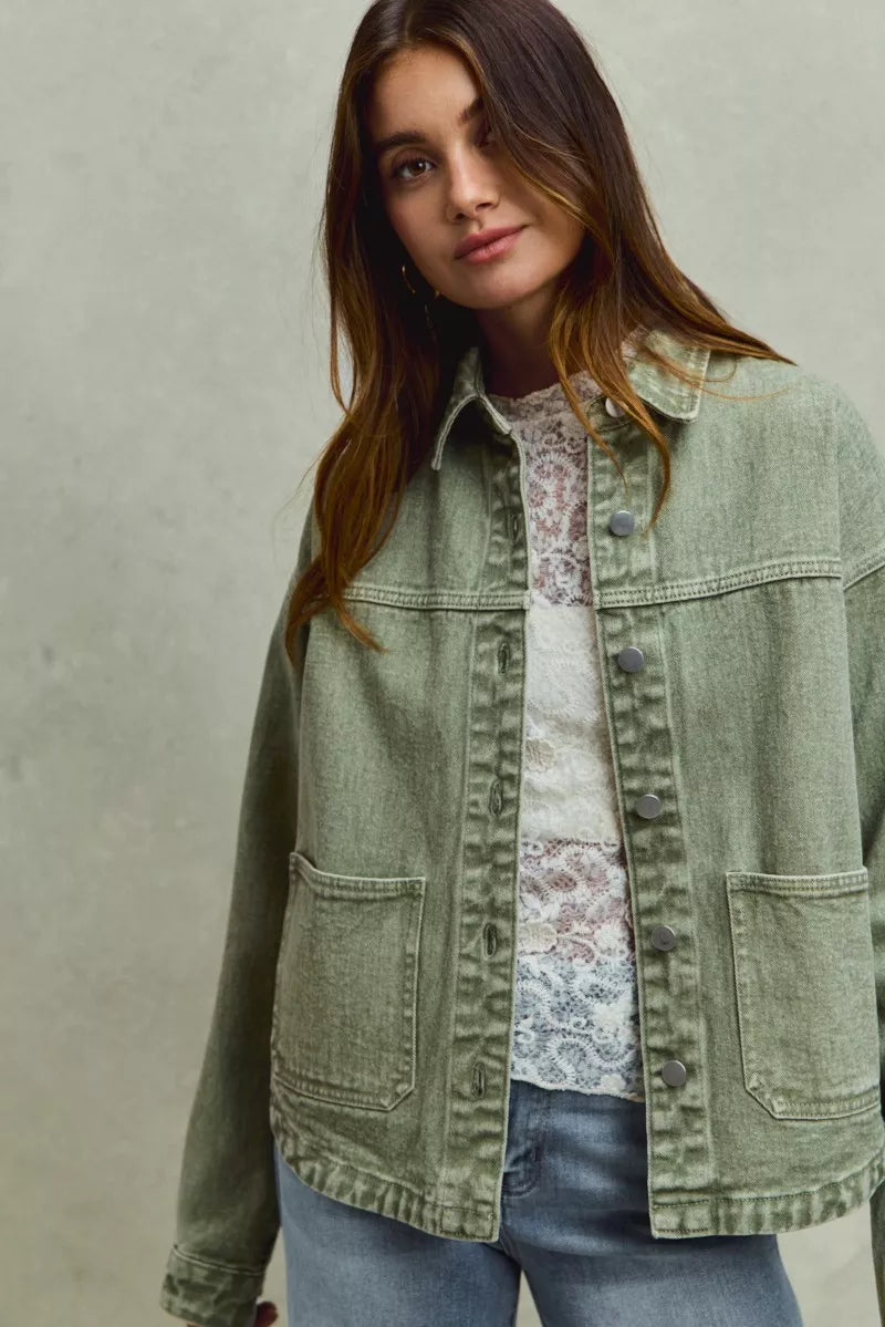 Renée Vintage-Washed Twill Shacket - Be Juliet