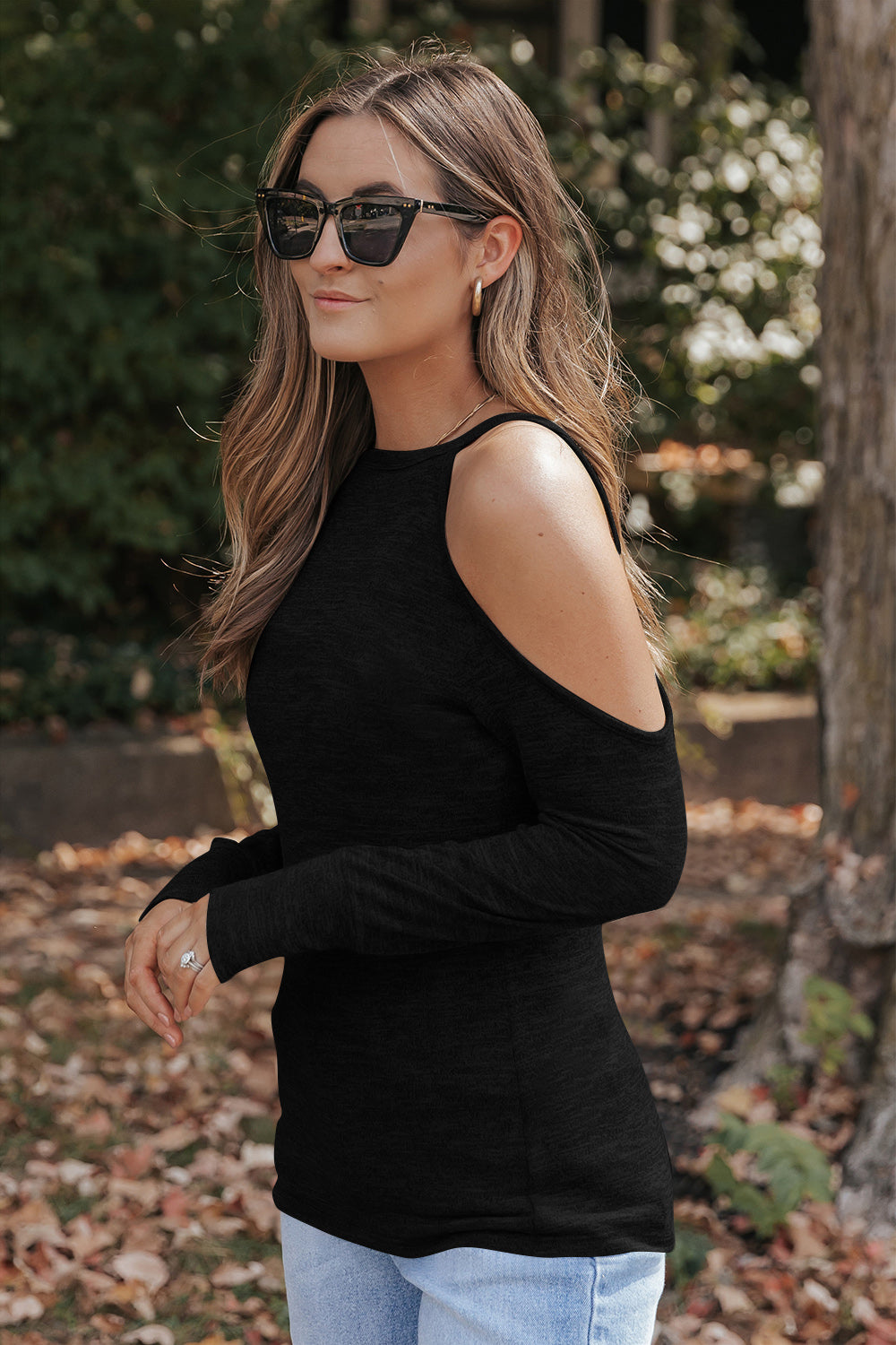 Trinity Cold Shoulder Long Sleeve Top - Be Juliet