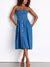 Be Juliet The Brume Bleue Button-Front Midi Dress denim blue, front view, sweetheart neckline with straps