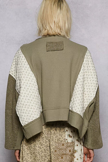 POL Mix Thermal Floral Quilted Knit Cropped Top - Be Juliet