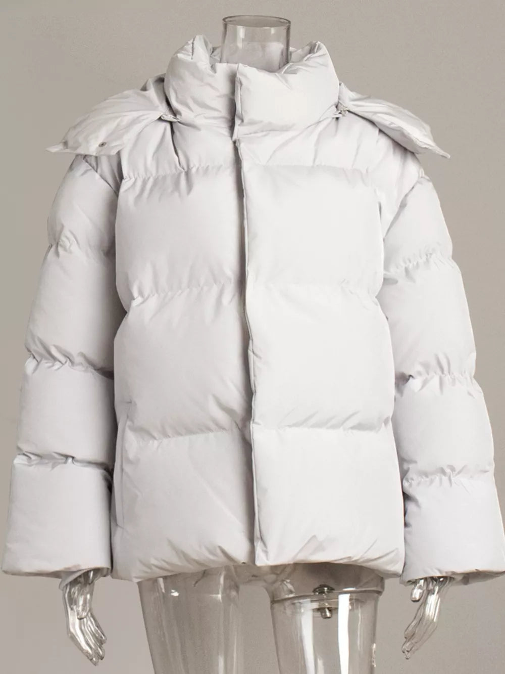 Pocketed Zip Up Hooded Puffer Jacket - Be Juliet