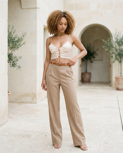 Celeste Champagne Satin Crop Top - Be Juliet