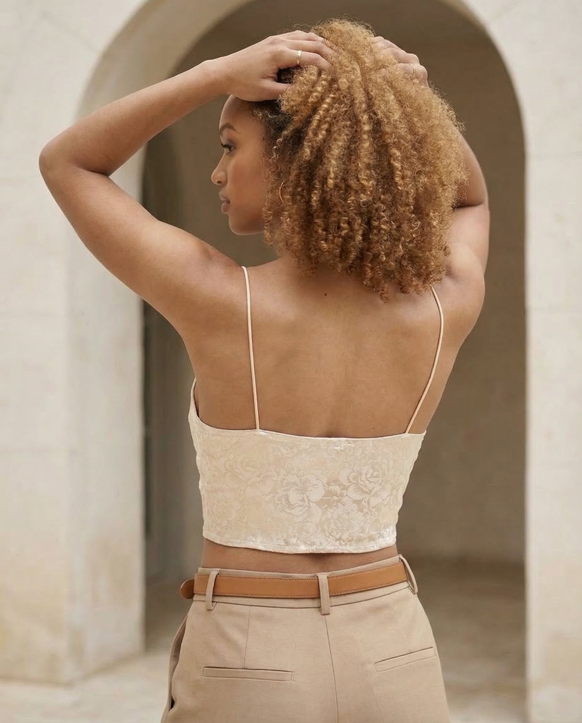 Celeste Champagne Satin Crop Top - Be Juliet