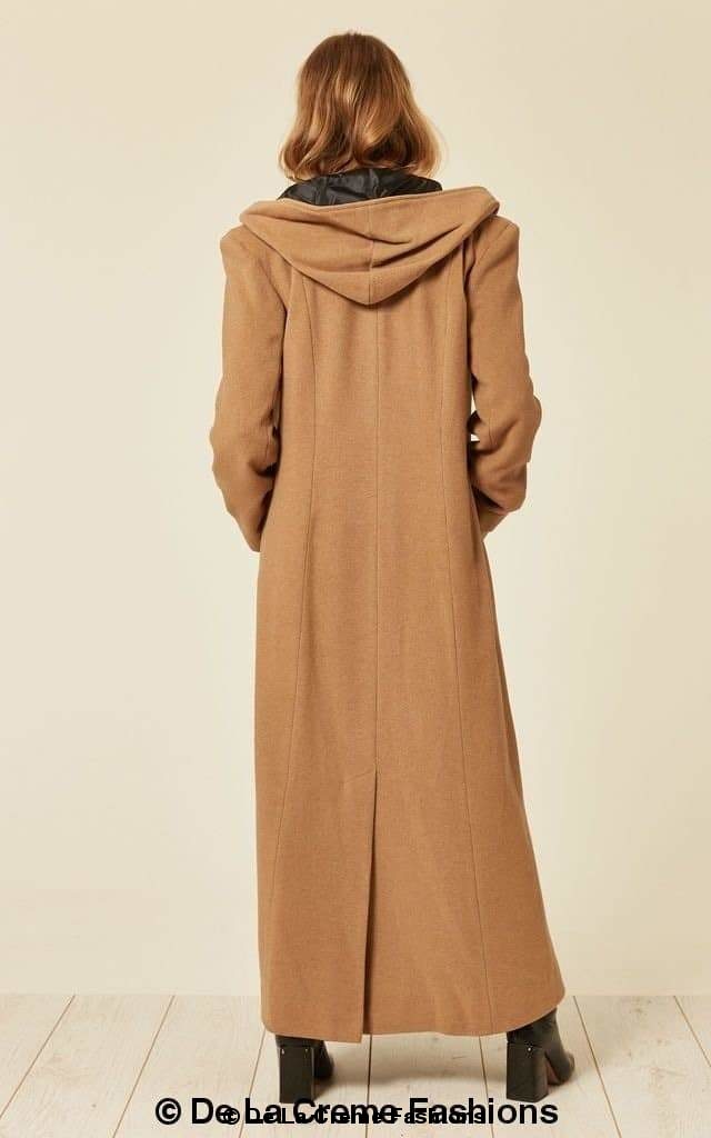 Oversized Wool Blend Hooded Long Coat