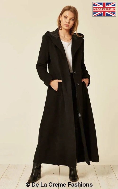 Oversized Wool Blend Hooded Long Coat