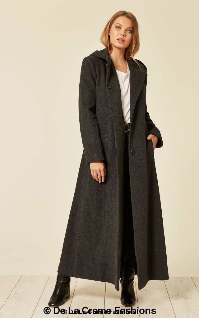 Oversized Wool Blend Hooded Long Coat