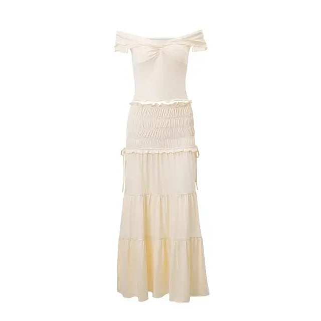 Faith Ruffle Crop Top and Skirt Set - Top and Skirt, side view on model - Be Juliet