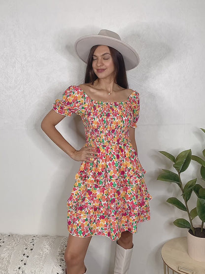 Devine Smocked Sweetheart Mini Dress