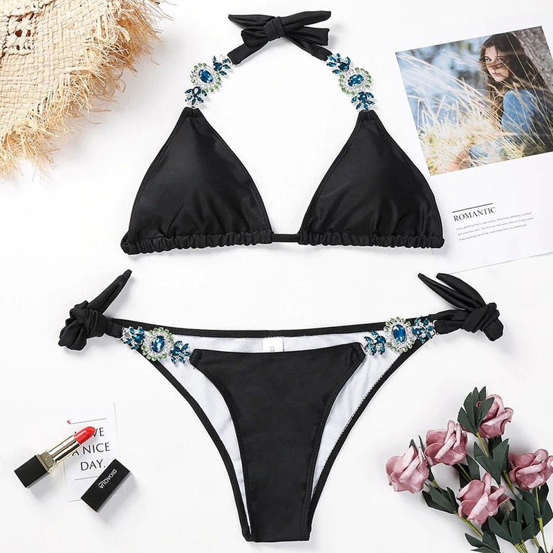 Crystal Crush Jeweled Crochet Bikini Set
