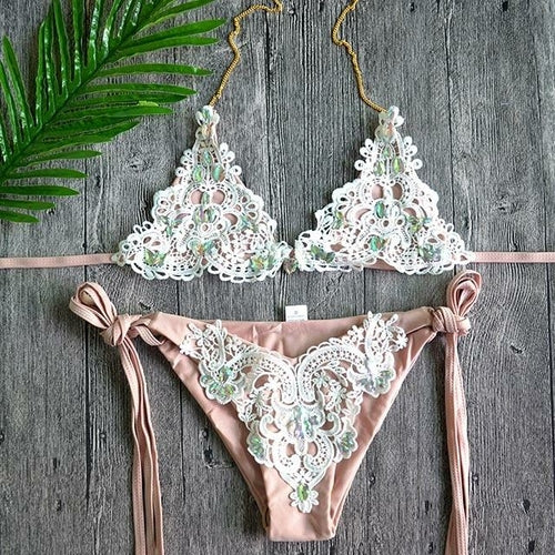 Crystal Crush Jeweled Crochet Bikini Set