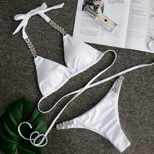 Crystal Crush Jeweled Crochet Bikini Set