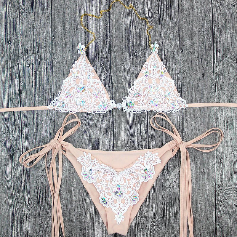 Crystal Crush Jeweled Crochet Bikini Set