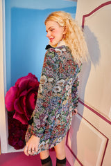 Floral Jacquard Bow Mini Dress