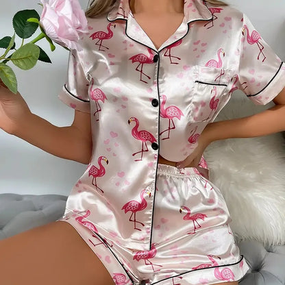 Gianna Satin Sleep Set - front view on model showing top - Be Juliet