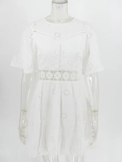 Isabella Summer Dress - WHITE, full-length front view with accessories - Be Juliet