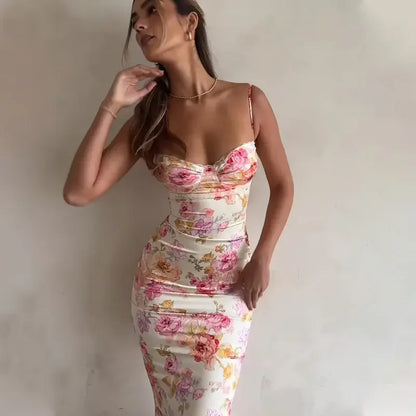 Lauren Flower Summer Dress - Floral, front view on model full-length - Be Juliet