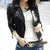 Womens Cropped Vegan Leather Jacket - Black, front view on model - Be Juliet