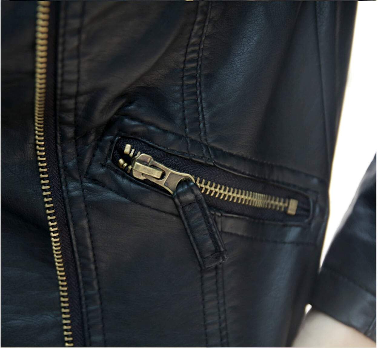 Womens Cropped Vegan Leather Jacket - Black, flat lay front view - Be Juliet