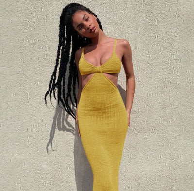 yellow cut out maxi dress Clover Cutout Maxi Dress for warmer weather