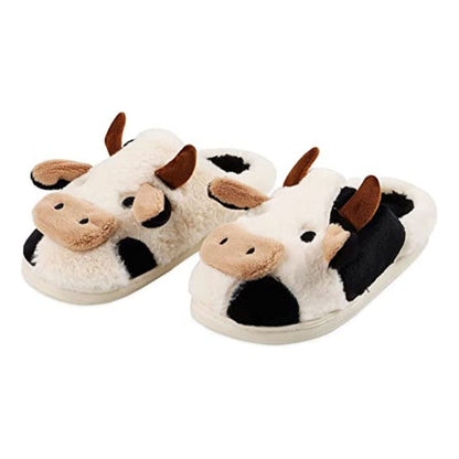 Cow Slippers - Cow, side view on foot showing slip-on silhouette - Be Juliet