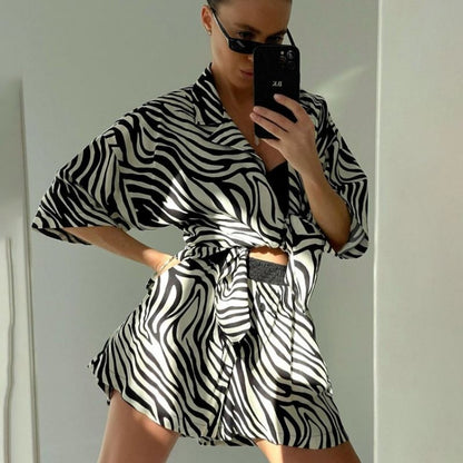 Alexis Oversized Lounge Set - Print, front view on model - Be Juliet