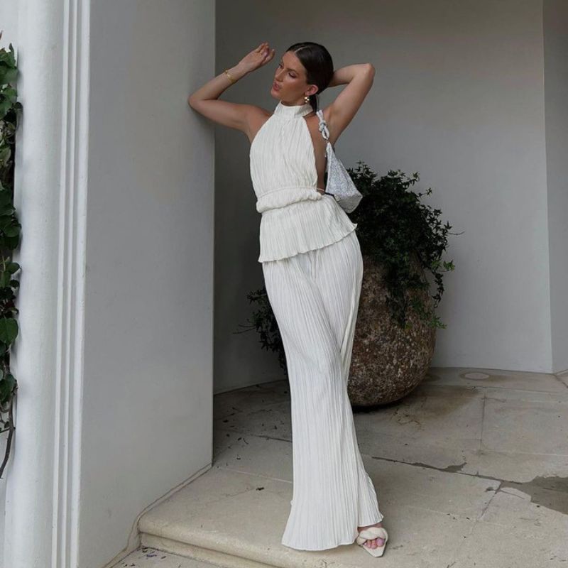 Drunk in Love White Two Piece Set - White, back view on model - Be Juliet