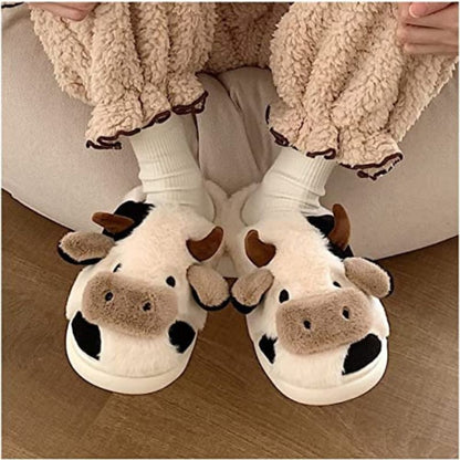 Cow Slippers - Cow, back view showing heel detail - Be Juliet