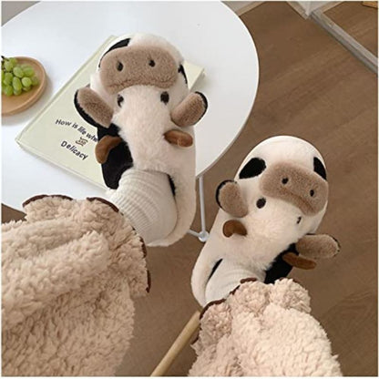Cow Slippers - Cow, lifestyle shot worn on feet - Be Juliet