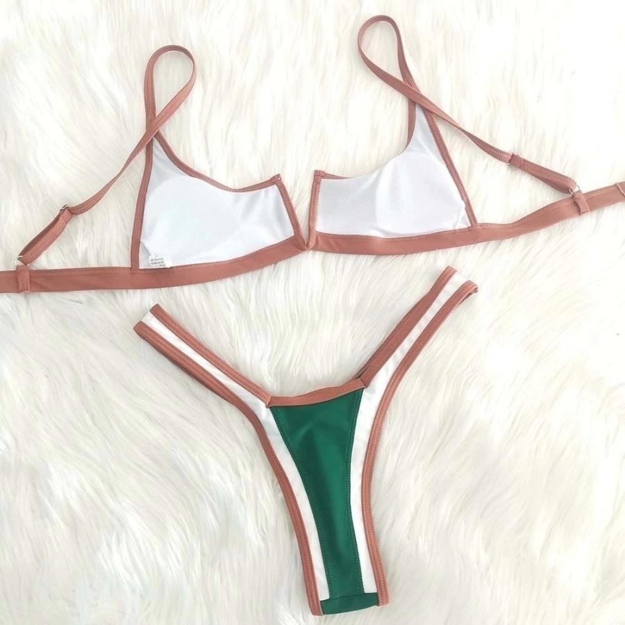 Lilo Patchwork Bikini - flat lay showing lining and construction detail - Be Juliet