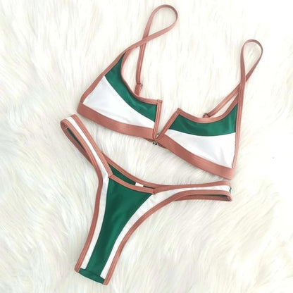 Lilo Patchwork Bikini - flat lay of top and bottom, front side - Be Juliet