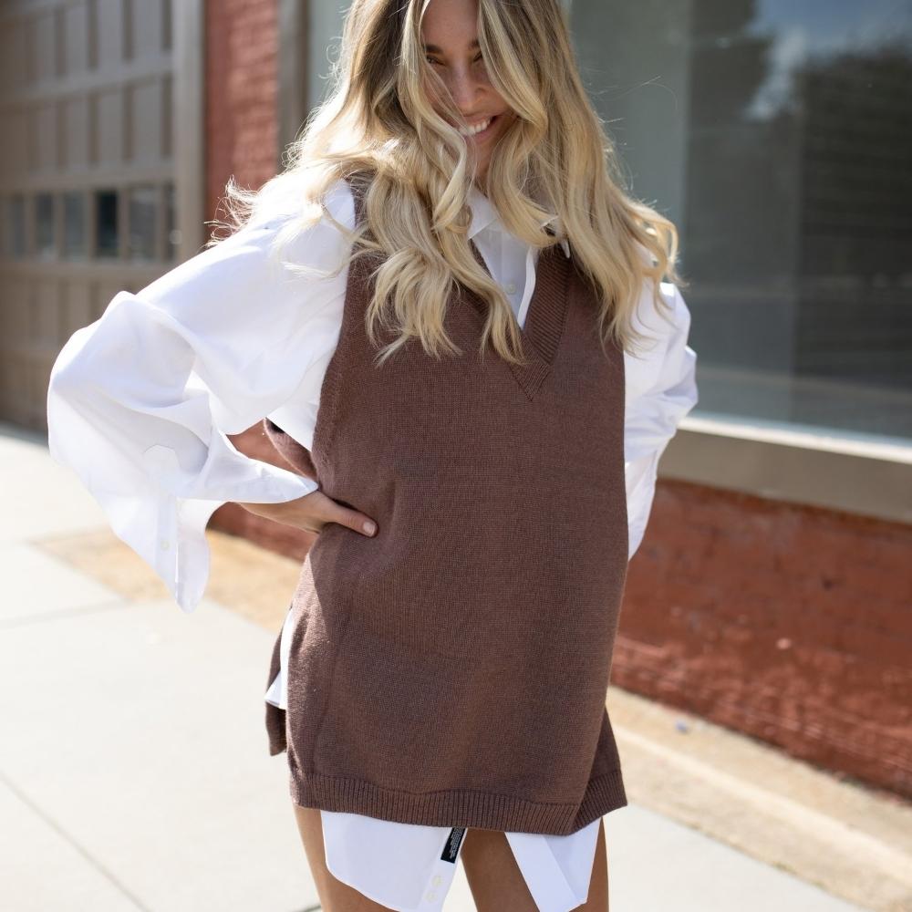 blue dress for baby girl Zeagoo Women's Oversized Sweater Vest Dress V Neck Knit Pullover – ZEAGOO