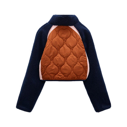 Marina Patchwork Quilted Jacket - Patchwork, front close-up showing quilted pattern - Be Juliet