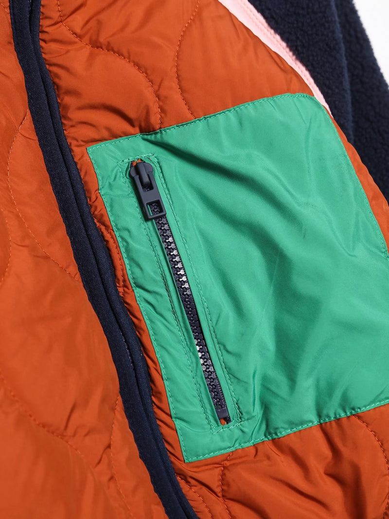 Long-sleeved zipper fleece cropped jacket 