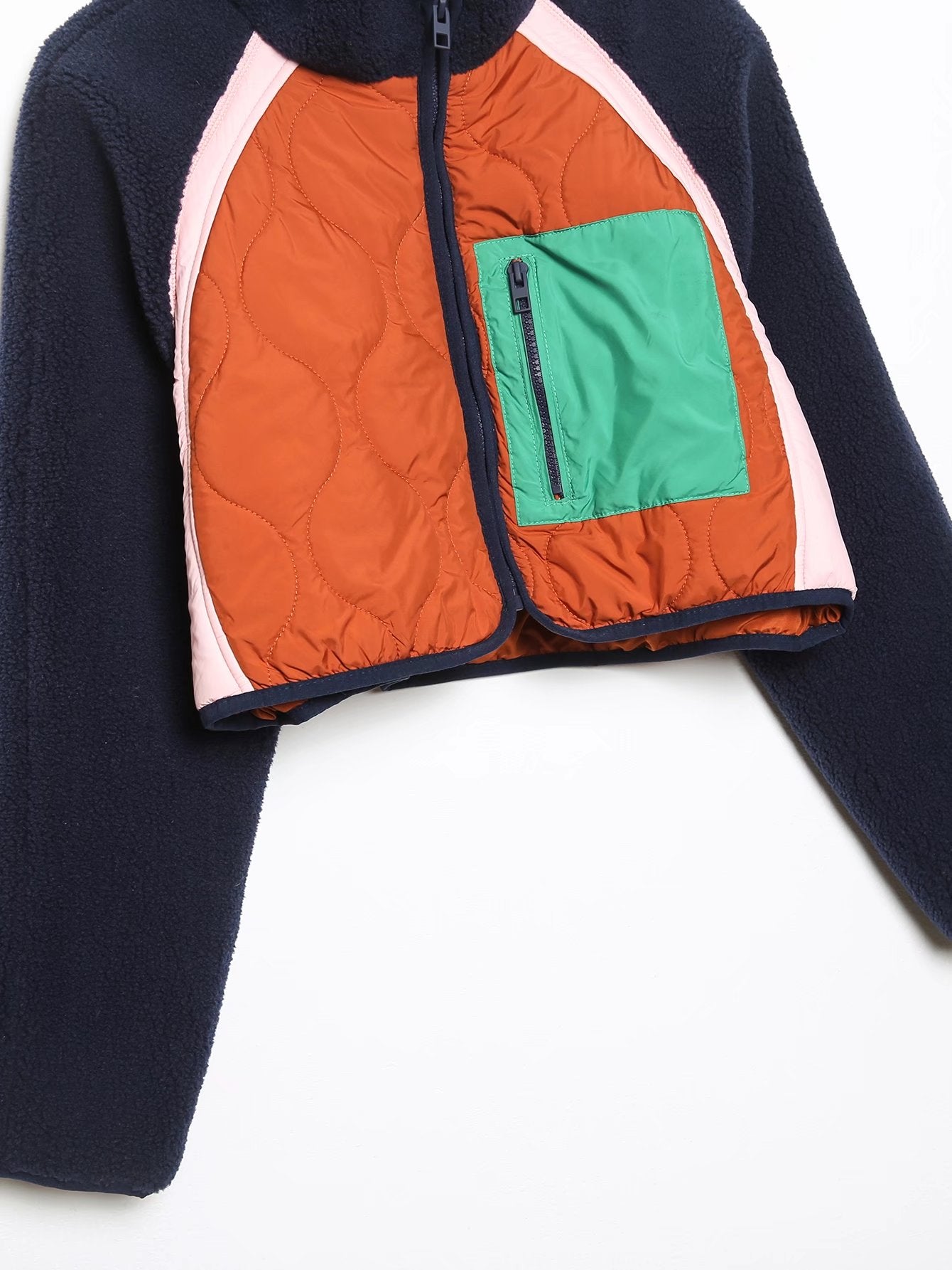 Marina Patchwork Quilted Jacket - Patchwork, full-length back view on model - Be Juliet