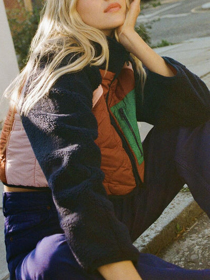 Marina Patchwork Quilted Jacket - Patchwork, 3/4 back view on model - Be Juliet