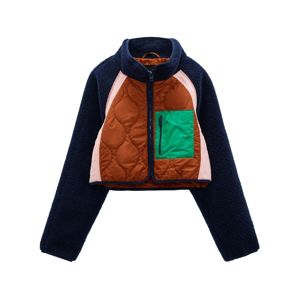Marina Patchwork Quilted Jacket - Patchwork, flat lay front showing patchwork panels - Be Juliet