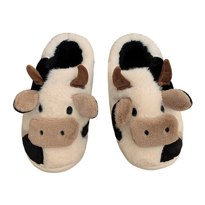 Cow Slippers - Cow, top-down view showing cow print design - Be Juliet