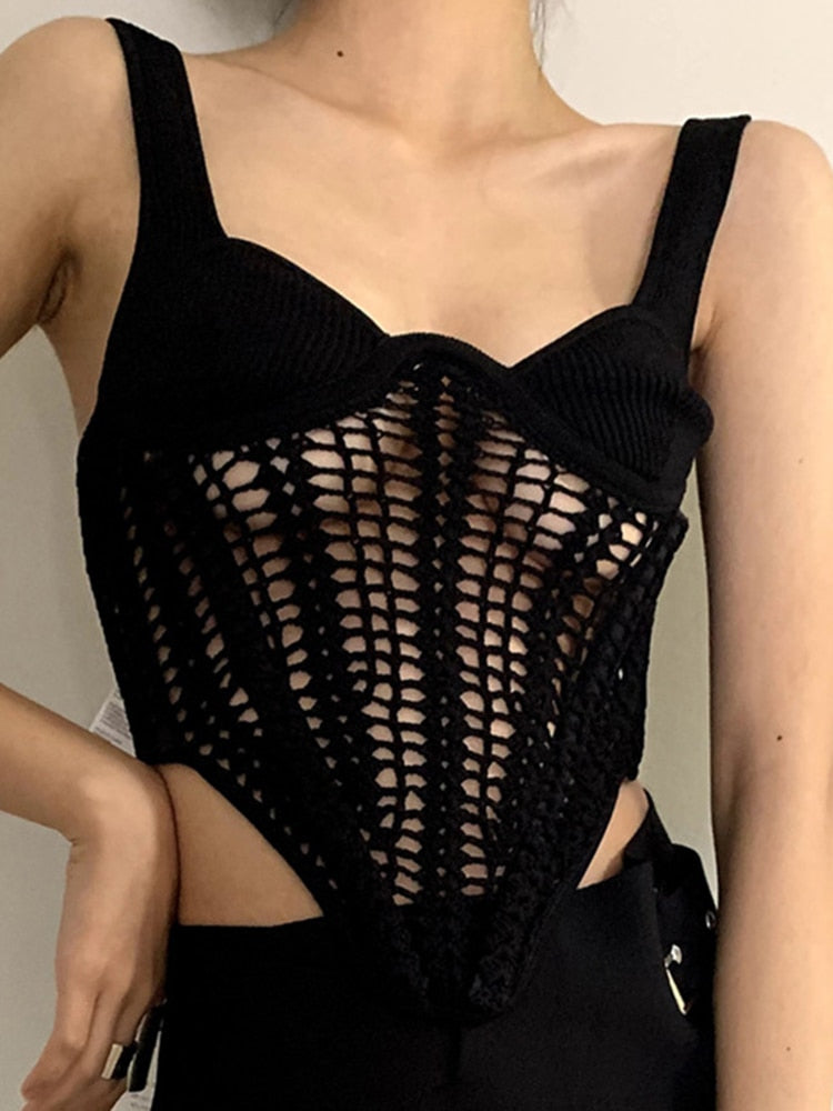 Alondra Knitted Top - black, front view on model - Be Juliet