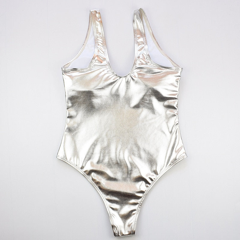 Becca Metallic Swimsuit - Silver, flat lay product shot - Be Juliet