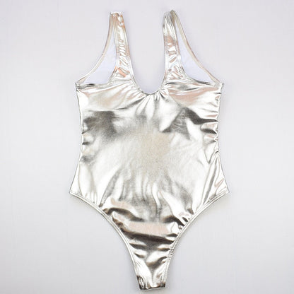 Becca Metallic Swimsuit - Silver, flat lay product shot - Be Juliet