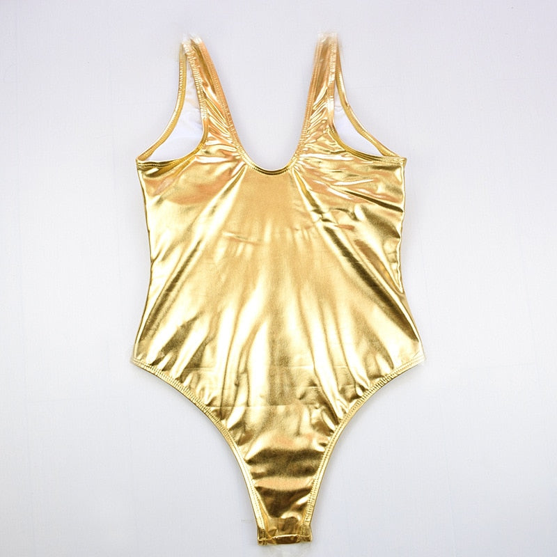 Becca Metallic Swimsuit - Gold, flat lay product shot - Be Juliet