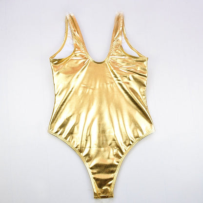 Becca Metallic Swimsuit - Gold, flat lay product shot - Be Juliet