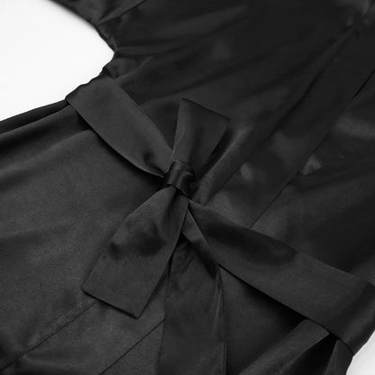 Ruby Feathered Robe - White, back feather hem view on model - Be Juliet