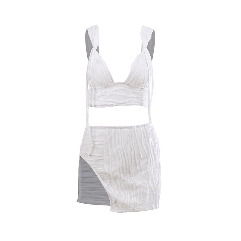 Ashley Beach Set - White, flat lay product shot of full two-piece set - Be Juliet